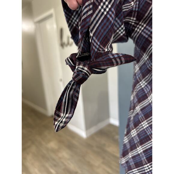 $368 NWT Veronica Beard Isabel Reversed Wine Plaid Blouse Puff Sleeves Size 2 - Picture 4 of 9